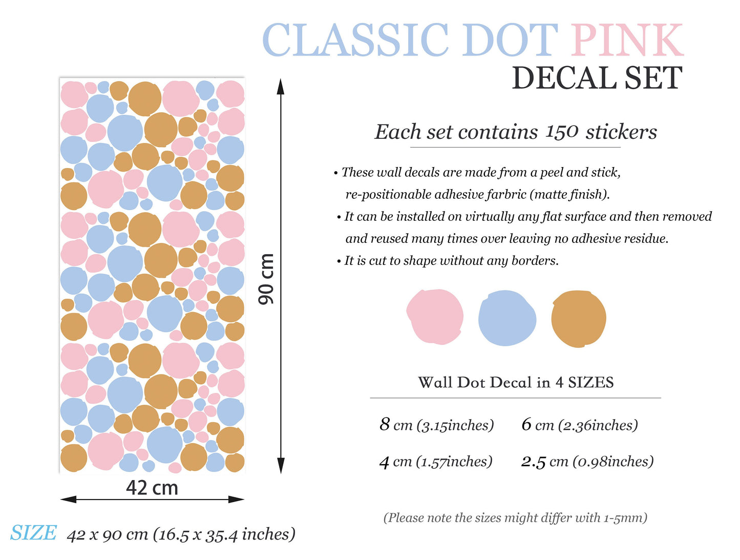 Multi-Color Circular and Triangle Dots Wall Decal Set - BR013