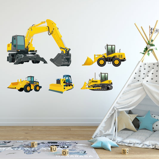 Engineering Construction Diggers Wall Decal - BR006