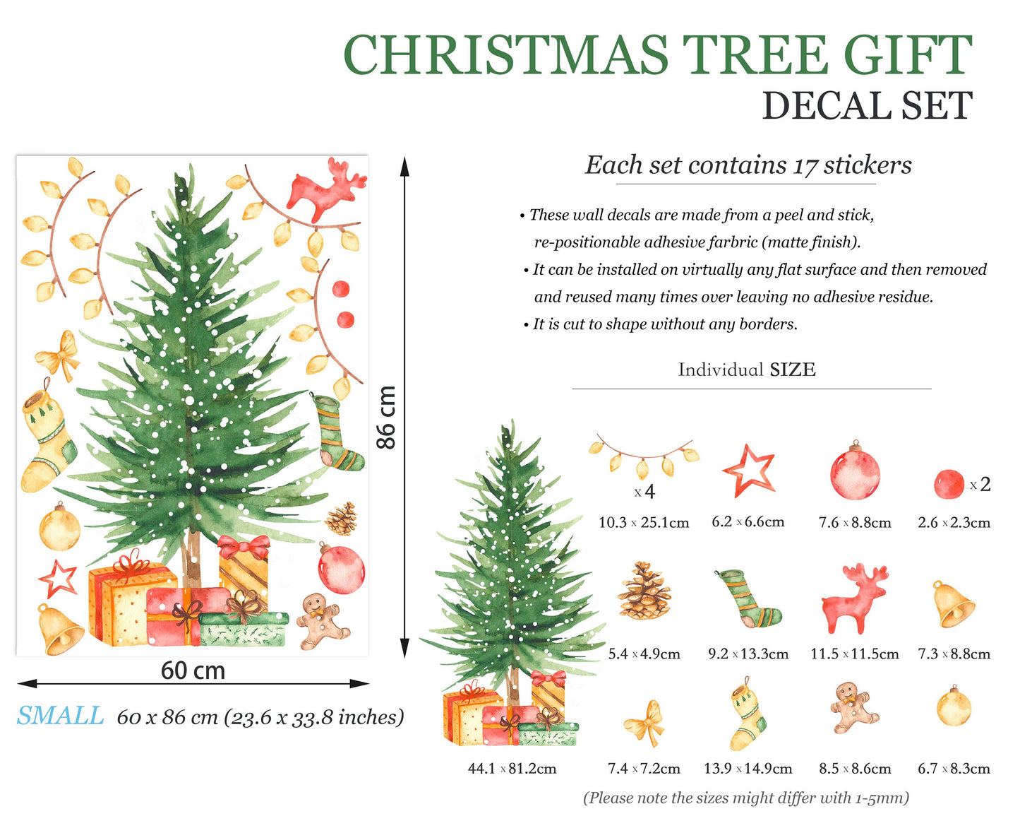 Christmas Tree and Fireplace Wall Decal - BR022