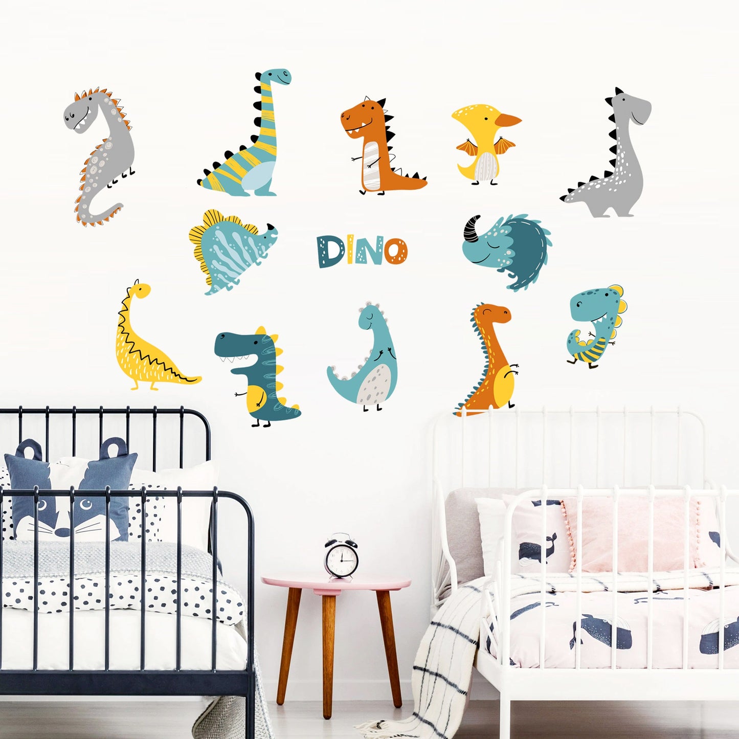 Colorful Baby Dino Flat Design Wall Decal - BR023