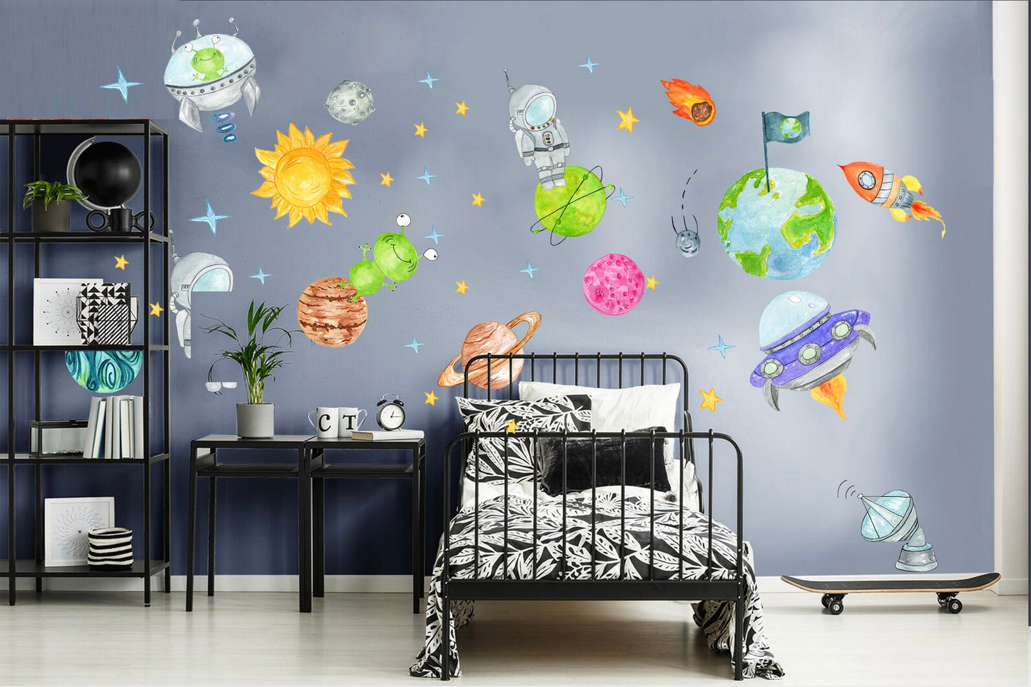 Galactic Adventure Spaceship Rocket UFO Wall Decal - BR053