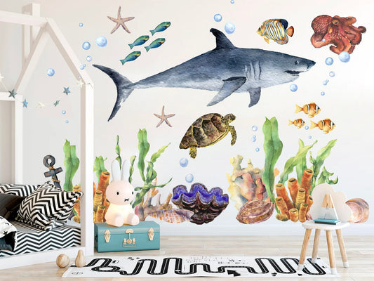 Underwater World Shark Adventure Wall Decal - BR058