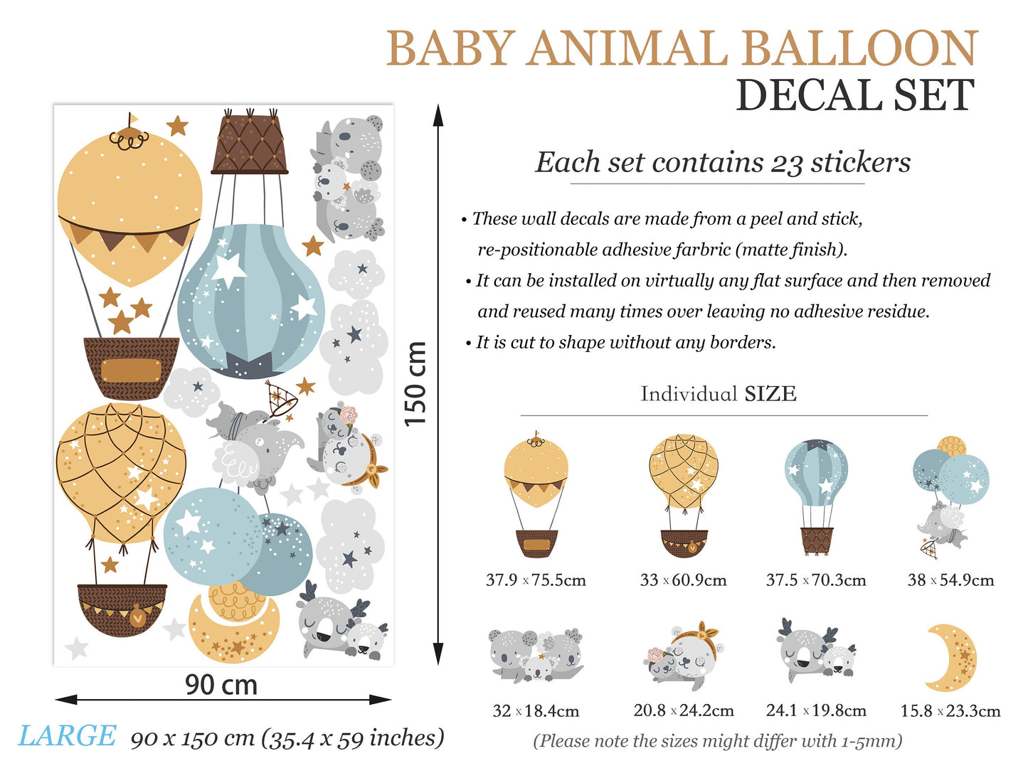 Hippo Mom and Baby with Baby Pink & Baby Blue Balloons Wall Decal - BR084