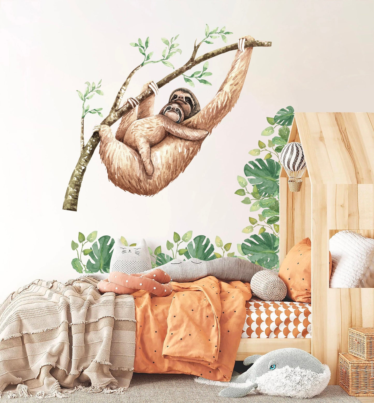 Sloth Mom & Baby Hanging Wall Decal - BR056
