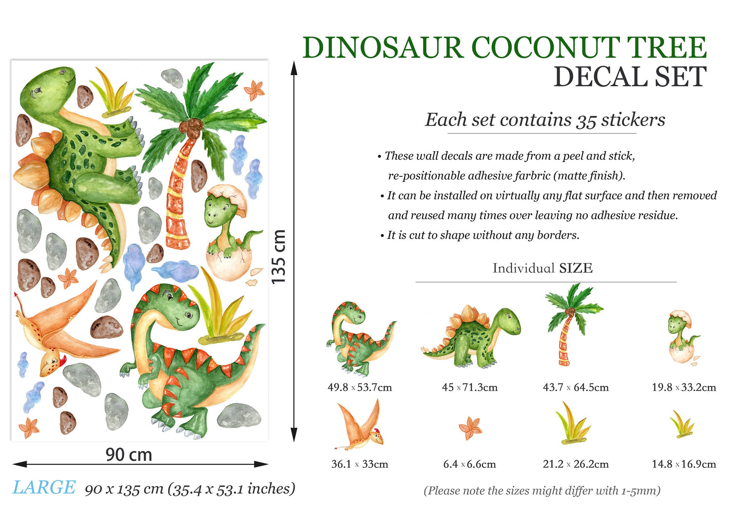 Cartoon Dinosaurs Adventure Baby Dino Wall Decal - BR057