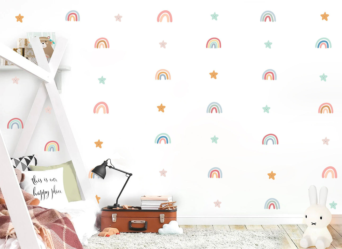 Colorful Rainbows & Stars Pattern Wall Decal - BR092