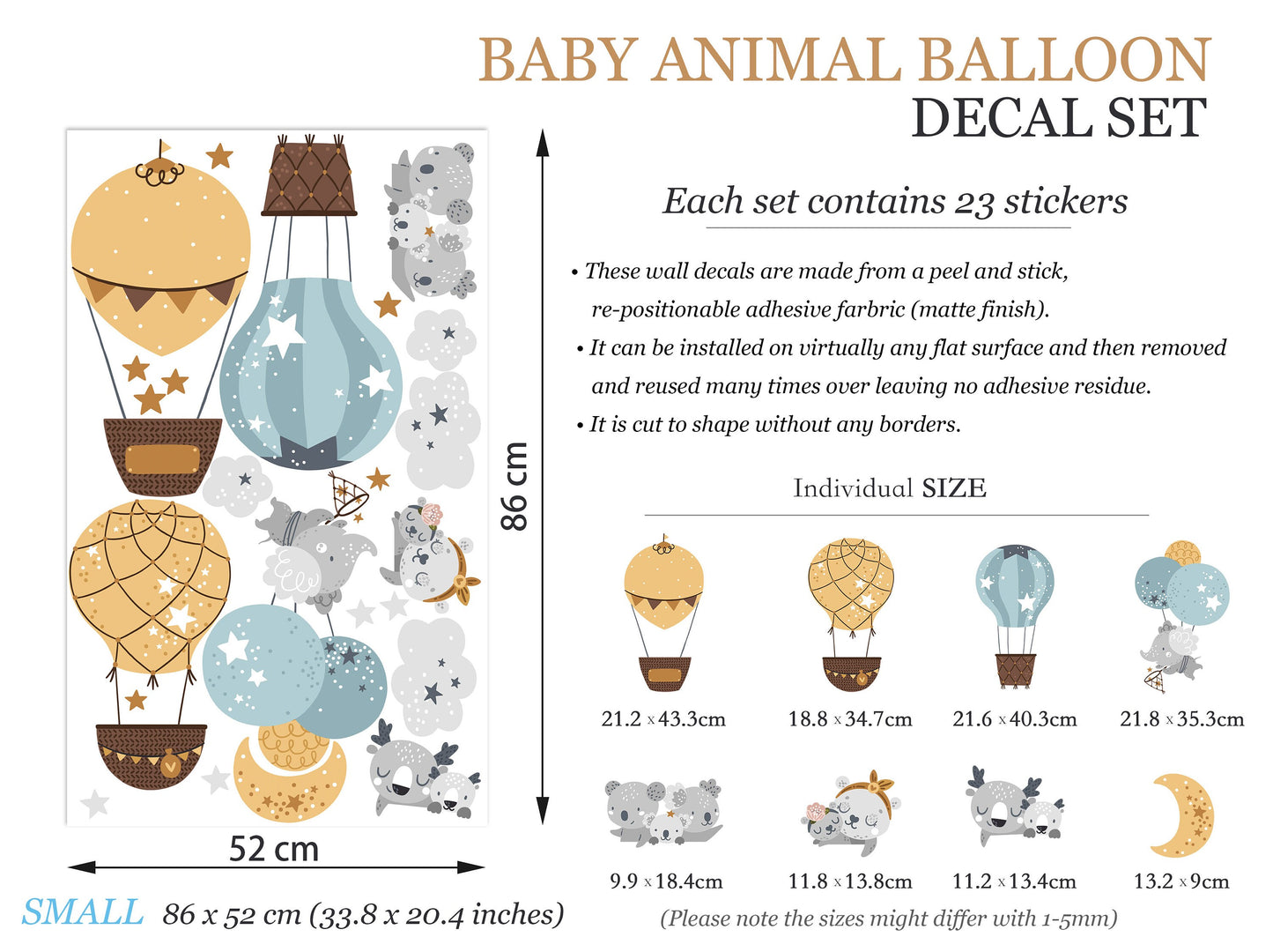 Hippo Mom and Baby with Baby Pink & Baby Blue Balloons Wall Decal - BR084