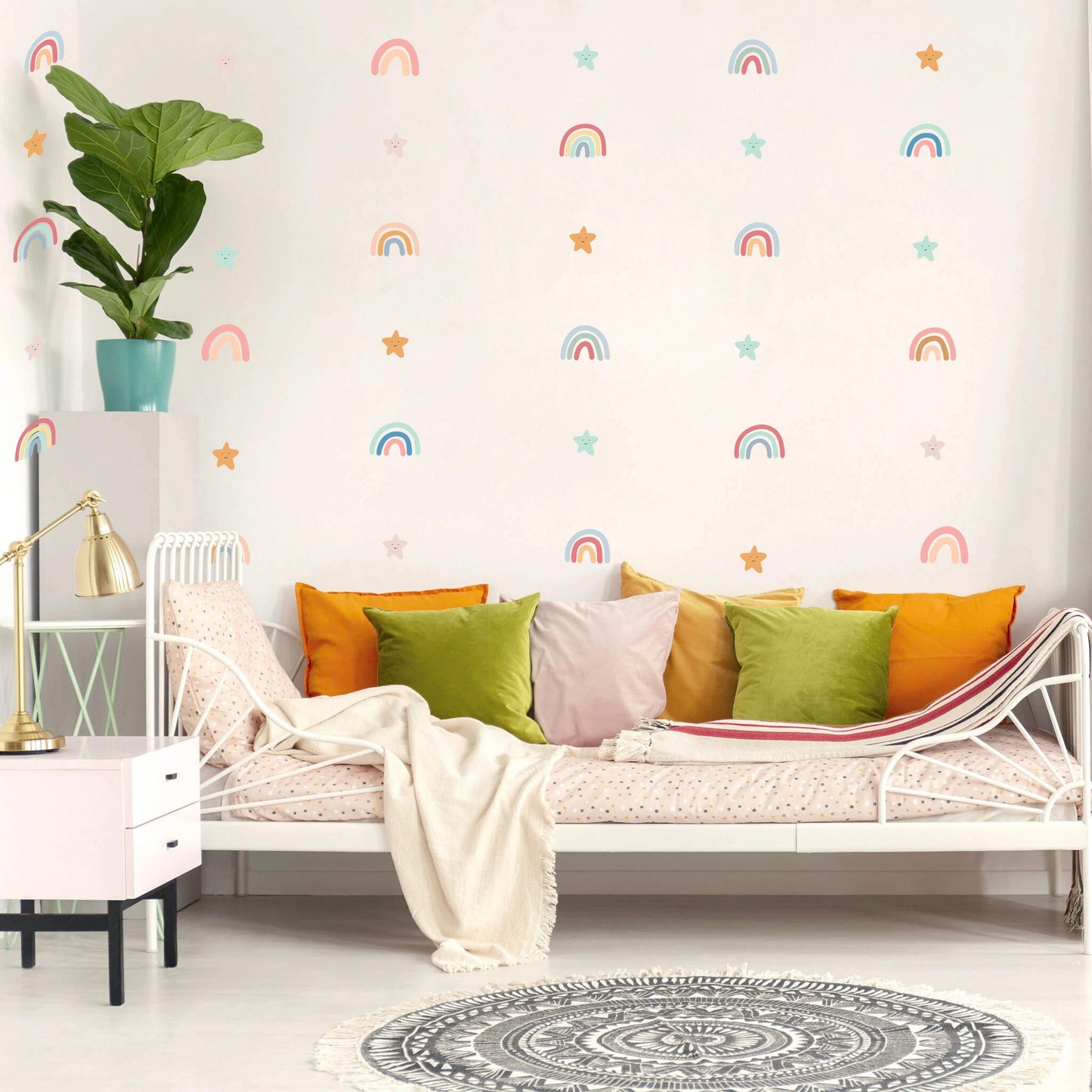 Colorful Rainbows & Stars Pattern Wall Decal - BR092