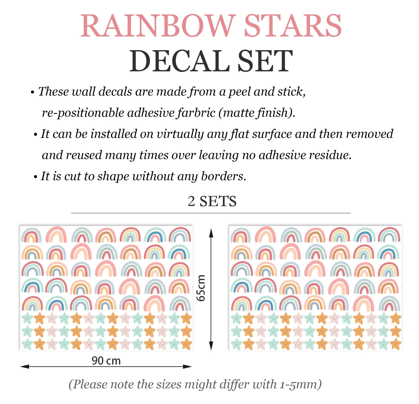 Colorful Rainbows & Stars Pattern Wall Decal - BR092