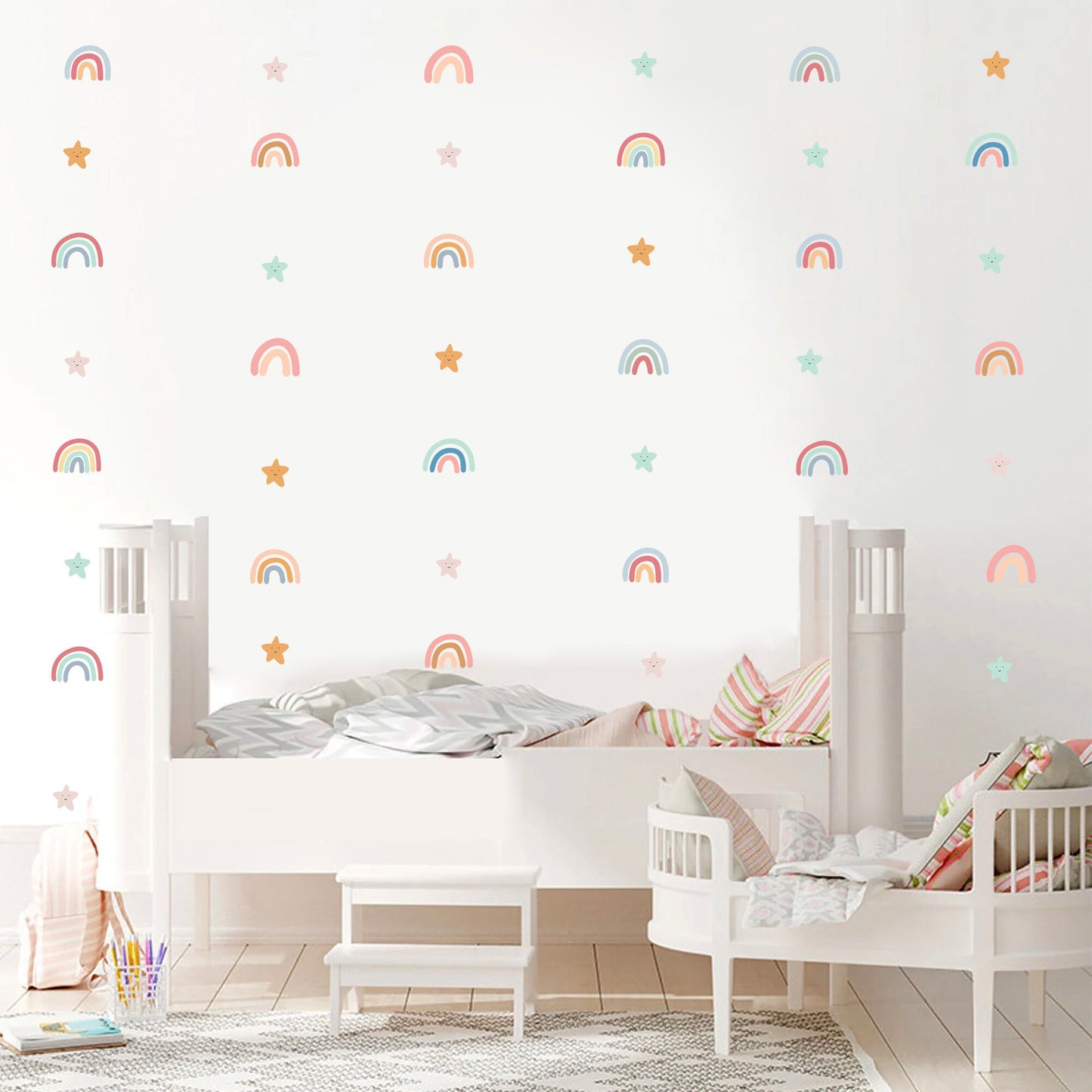 Colorful Rainbows & Stars Pattern Wall Decal - BR092