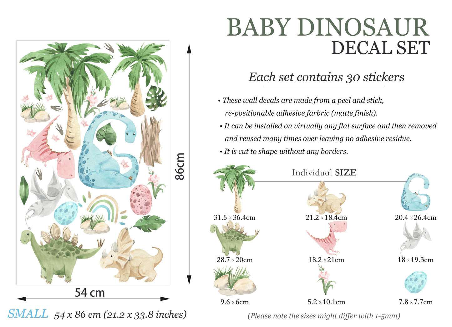 Baby Dinosaurs Resting by Palm Tree Dino Wall Decal - BR113