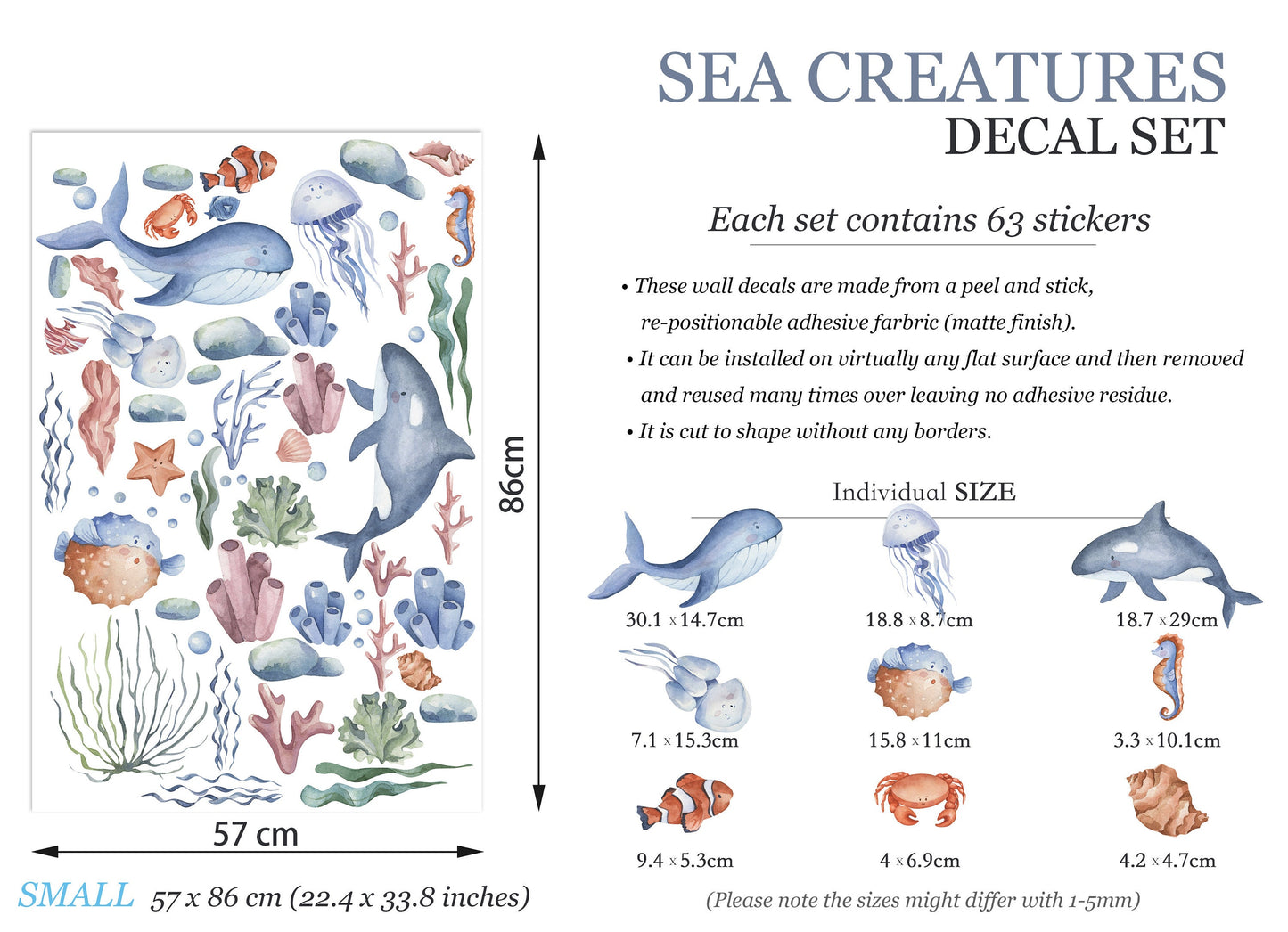 Undersea Adventure - Marine Babies Wall Decal - Removable Peel and Stick - BR135