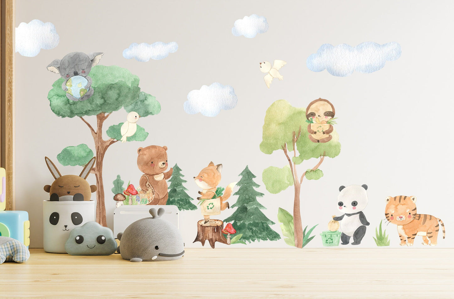 Forest Baby Animals Removable Wall Decal - Koala Sloth Fox Bear Tiger Panda - BR129