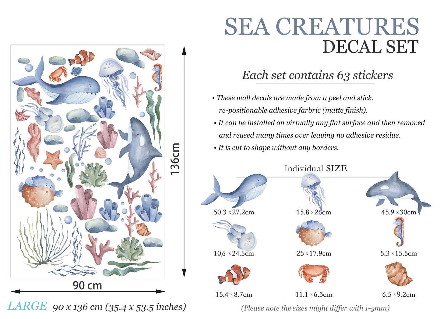 Undersea Adventure - Marine Babies Wall Decal - Removable Peel and Stick - BR135