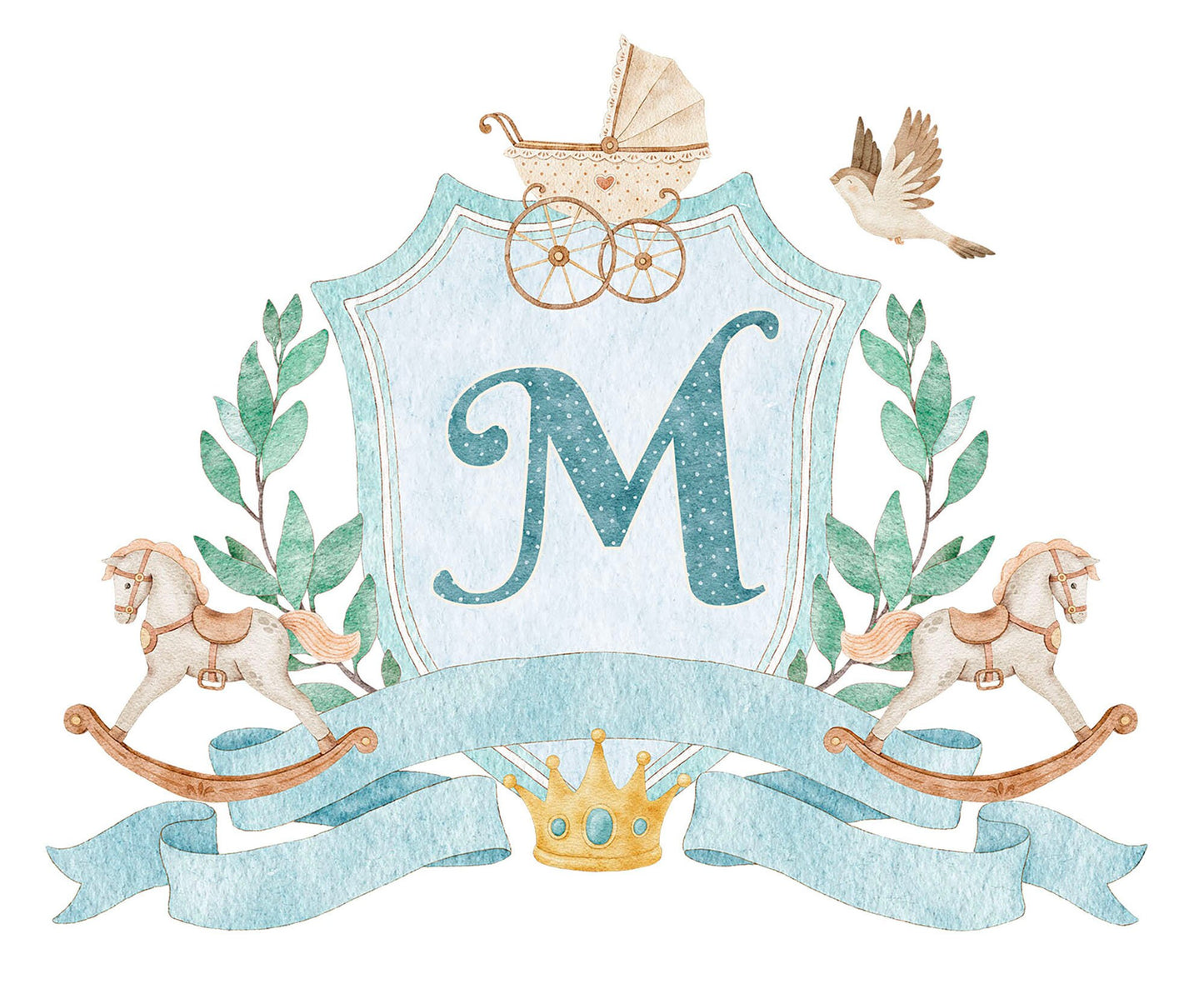 Personalized Nursery Initials Newborn Gift Boy and Gril Wall Decal - BR160