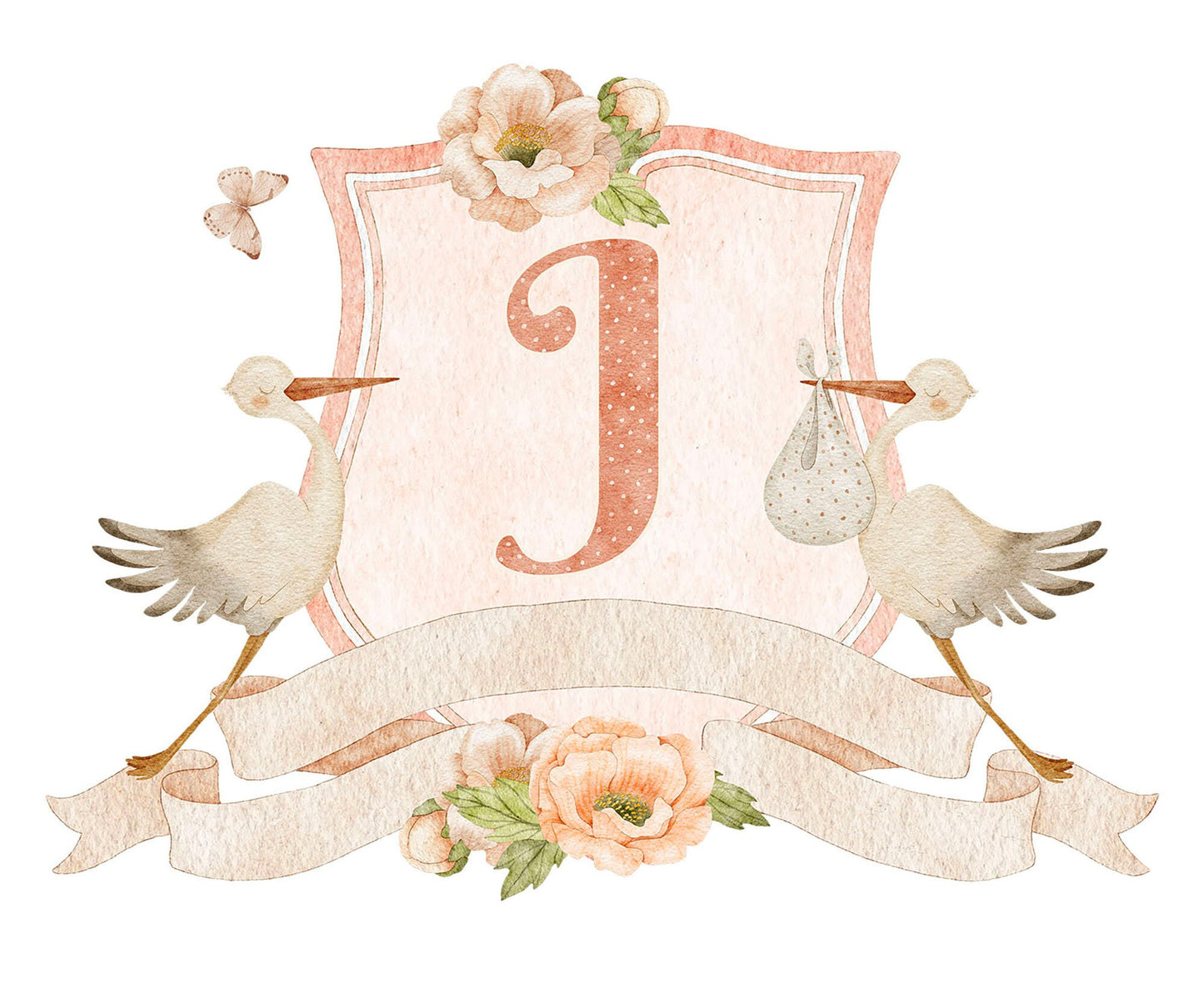 Personalized Nursery Initials Newborn Gift Boy and Gril Wall Decal - BR160