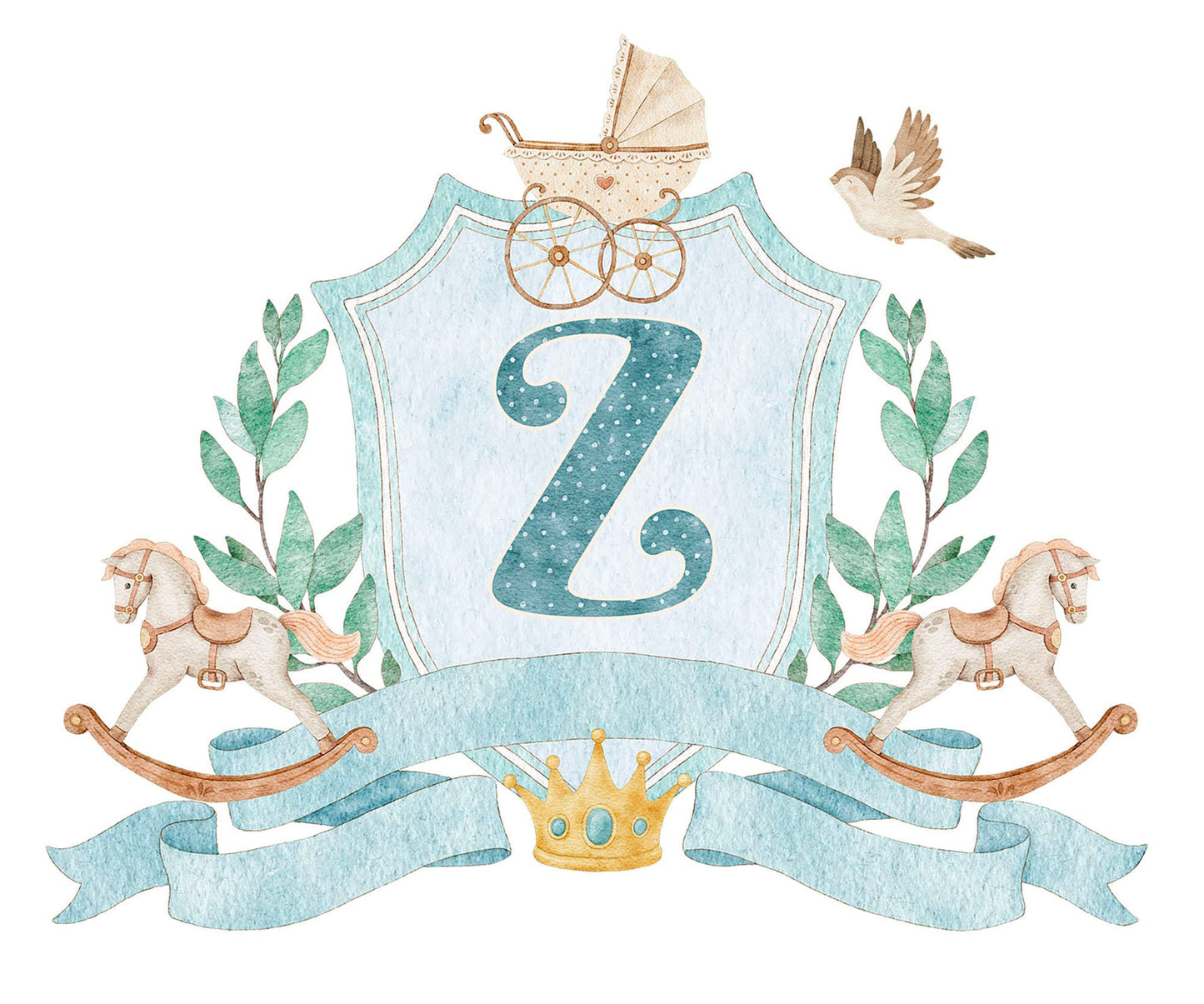 Personalized Nursery Initials Newborn Gift Boy and Gril Wall Decal - BR160