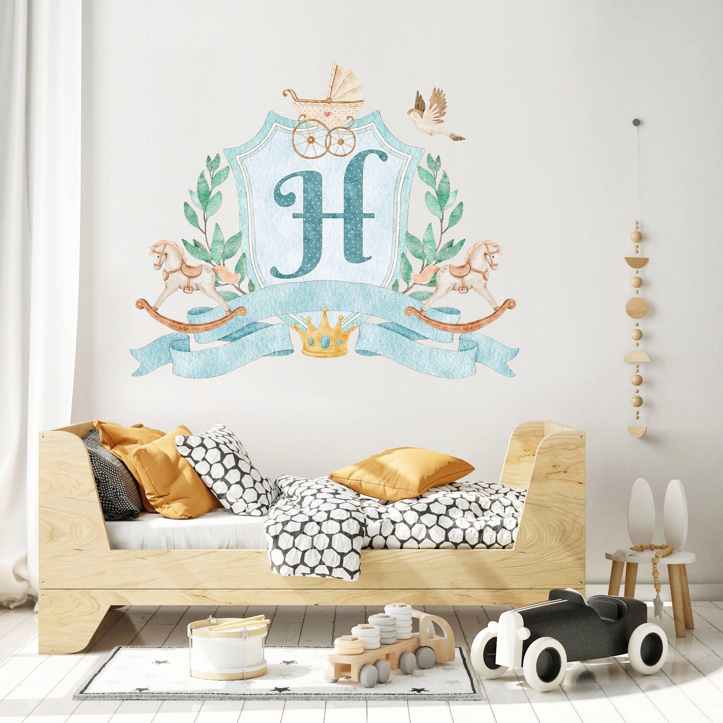 Personalized Nursery Initials Newborn Gift Boy and Gril Wall Decal - BR160