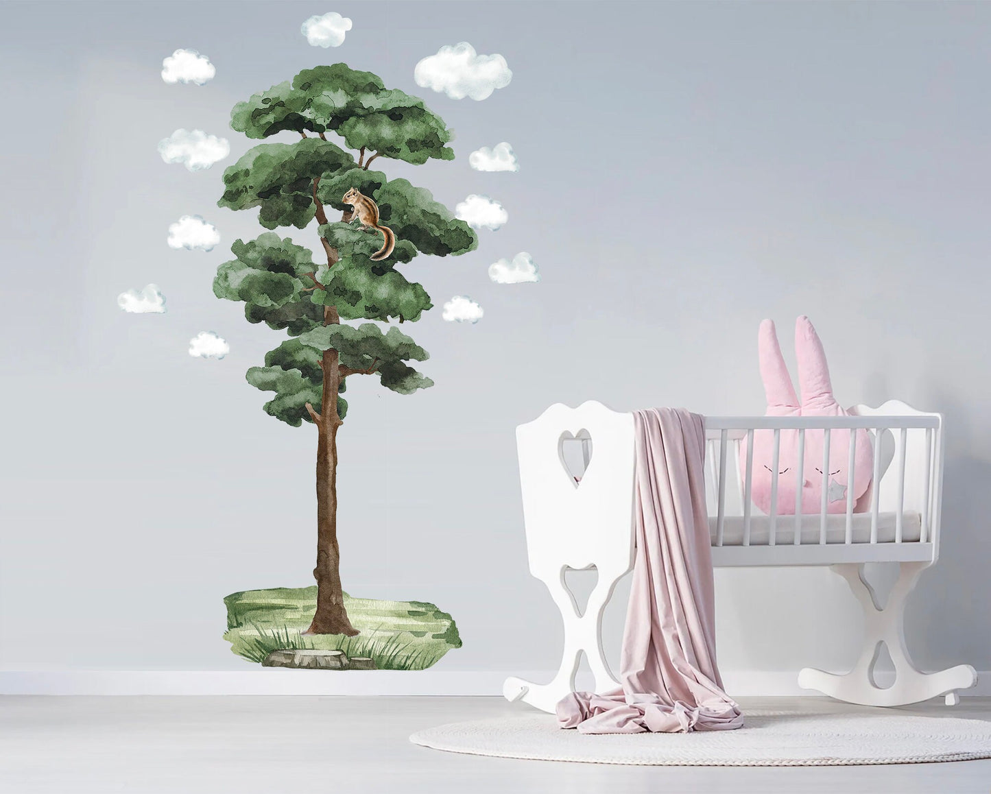 Whimsical Tree with Squirrel Wall Decal - Removable Peel and Stick - BR171