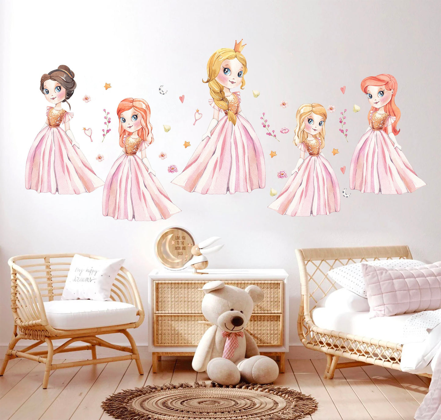 Shimmering Princesses Wall Decal - Girls' Room Decor - BR182
