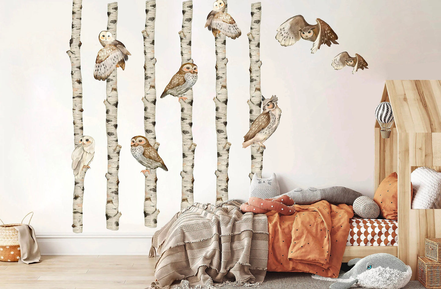 Assorted Owl Perches on Branches Wall Decal - Removable Peel and Stick - BR173