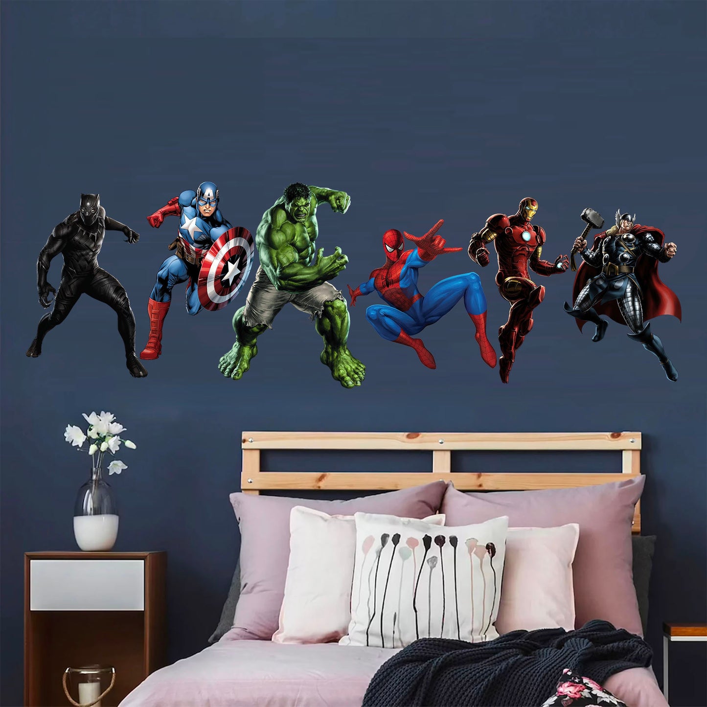 Superhero Hulk Spiderman Iron Man Captain America Avengers Thor Panther Wall Decal - Boys Room Decoration - BR191