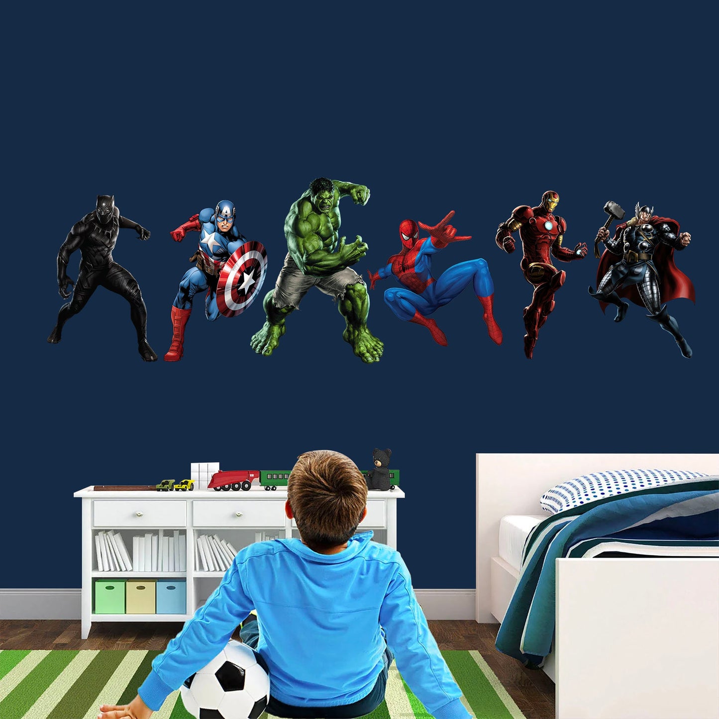 Superhero Hulk Spiderman Iron Man Captain America Avengers Thor Panther Wall Decal - Boys Room Decoration - BR191