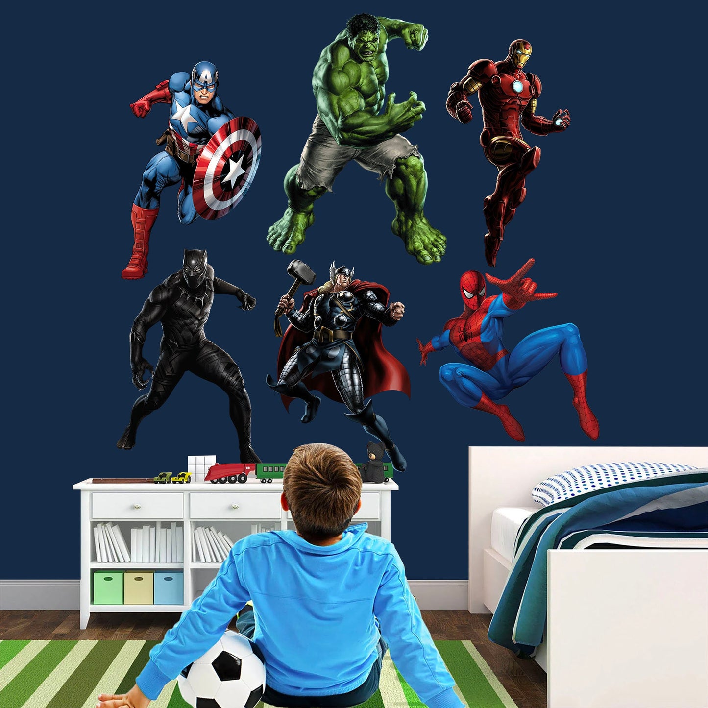 Superhero Hulk Spiderman Iron Man Captain America Avengers Thor Panther Wall Decal - Boys Room Decoration - BR191