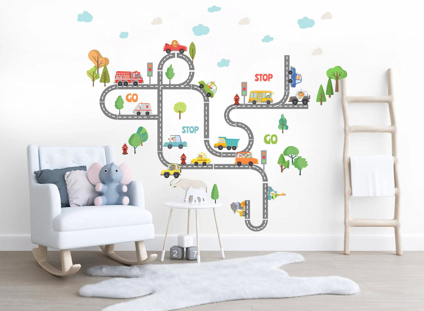 Animal Drivers On Forest Road Racing Track Removable Wall Decal - BR201