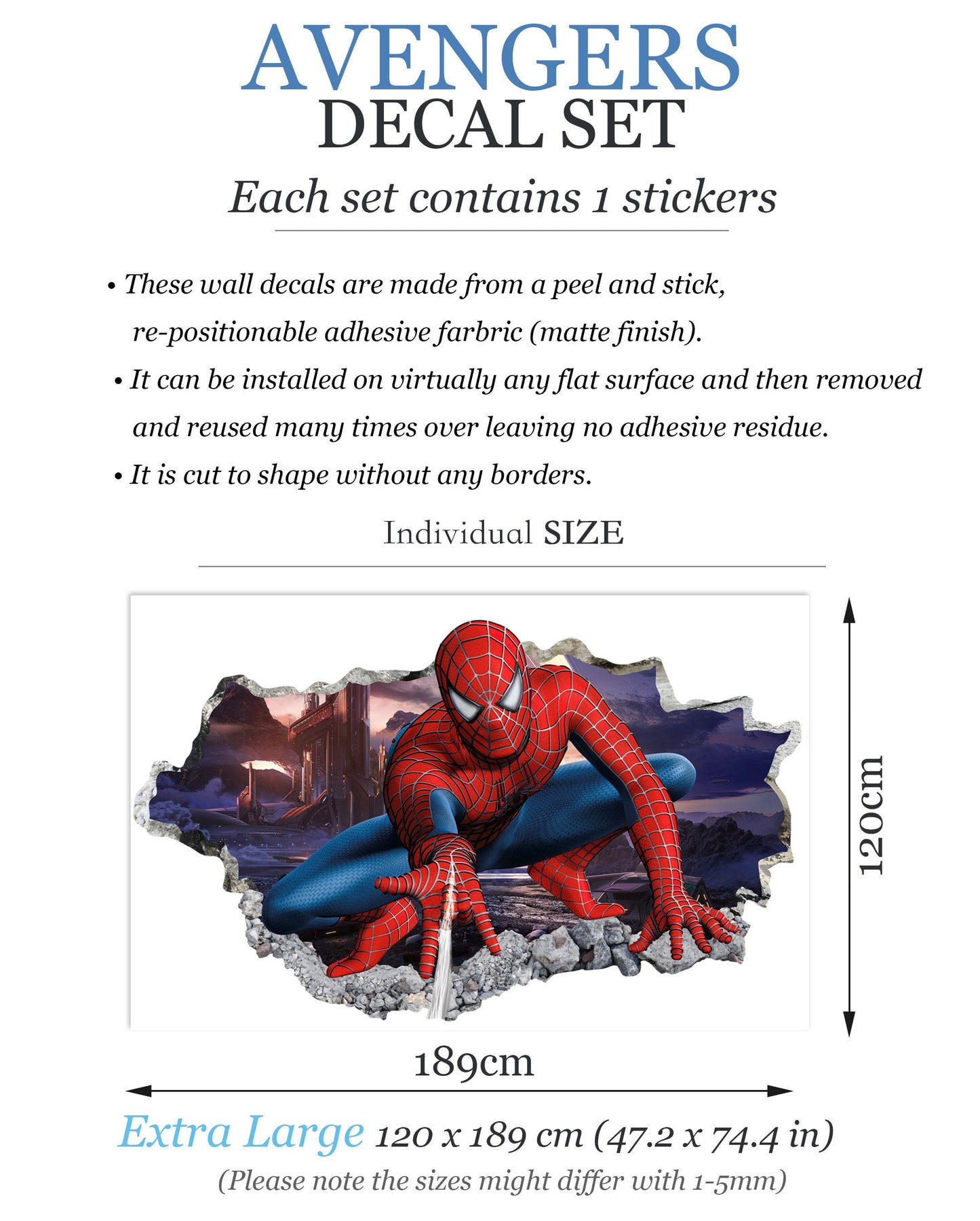 Spiderman Jump Out a Smashed Wall - Spider-man Wall Decal - BR221