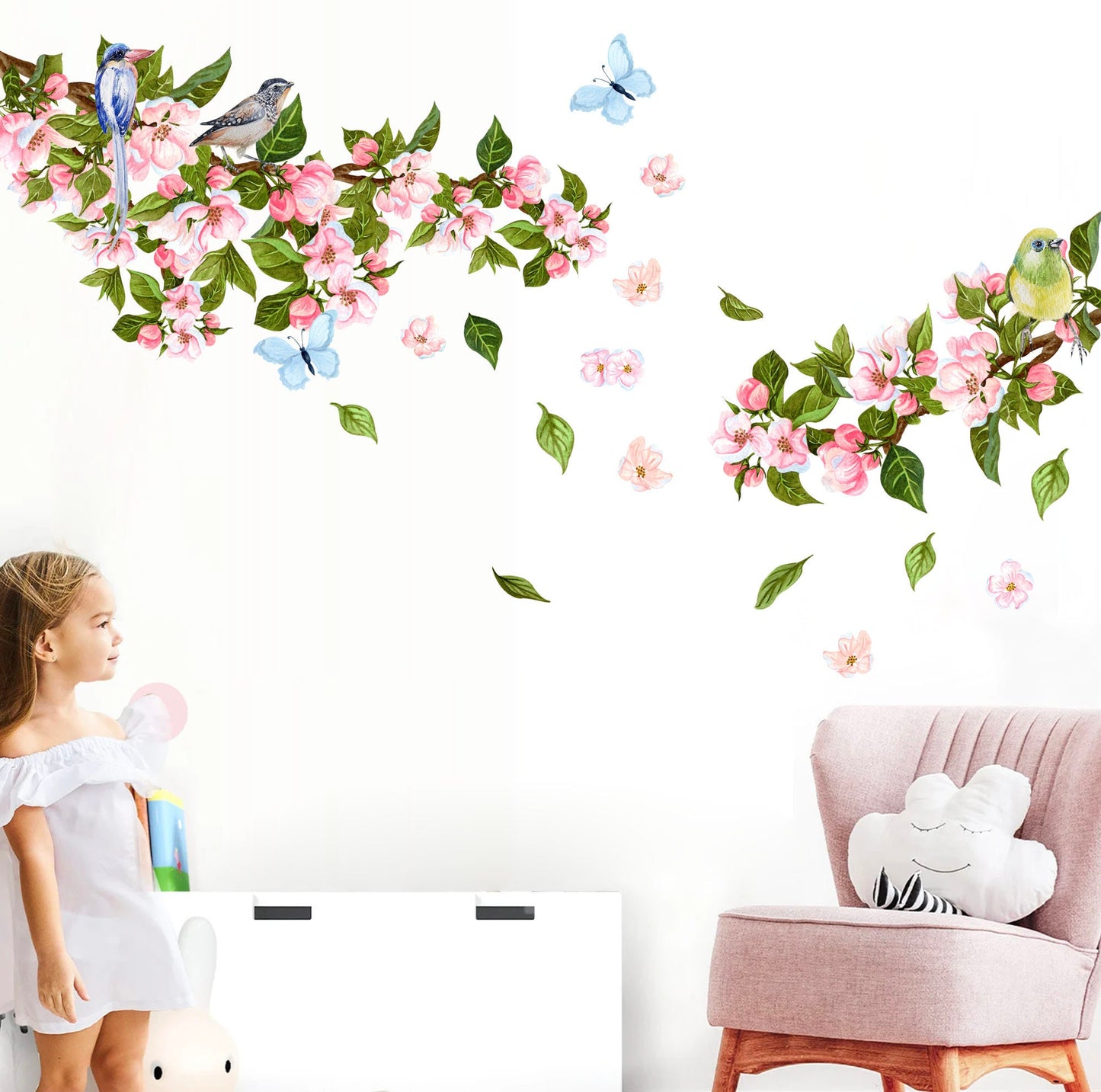 Floral Branches and Birds Wall Decal - Cherry Blossoms - BR243