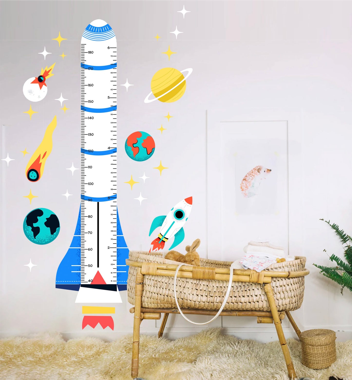 Cartoon Space Rocket Wall Decals - Planets, Comets, and Cosmic Adventure - BR259
