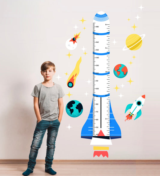 Cartoon Space Rocket Wall Decals - Planets, Comets, and Cosmic Adventure - BR259