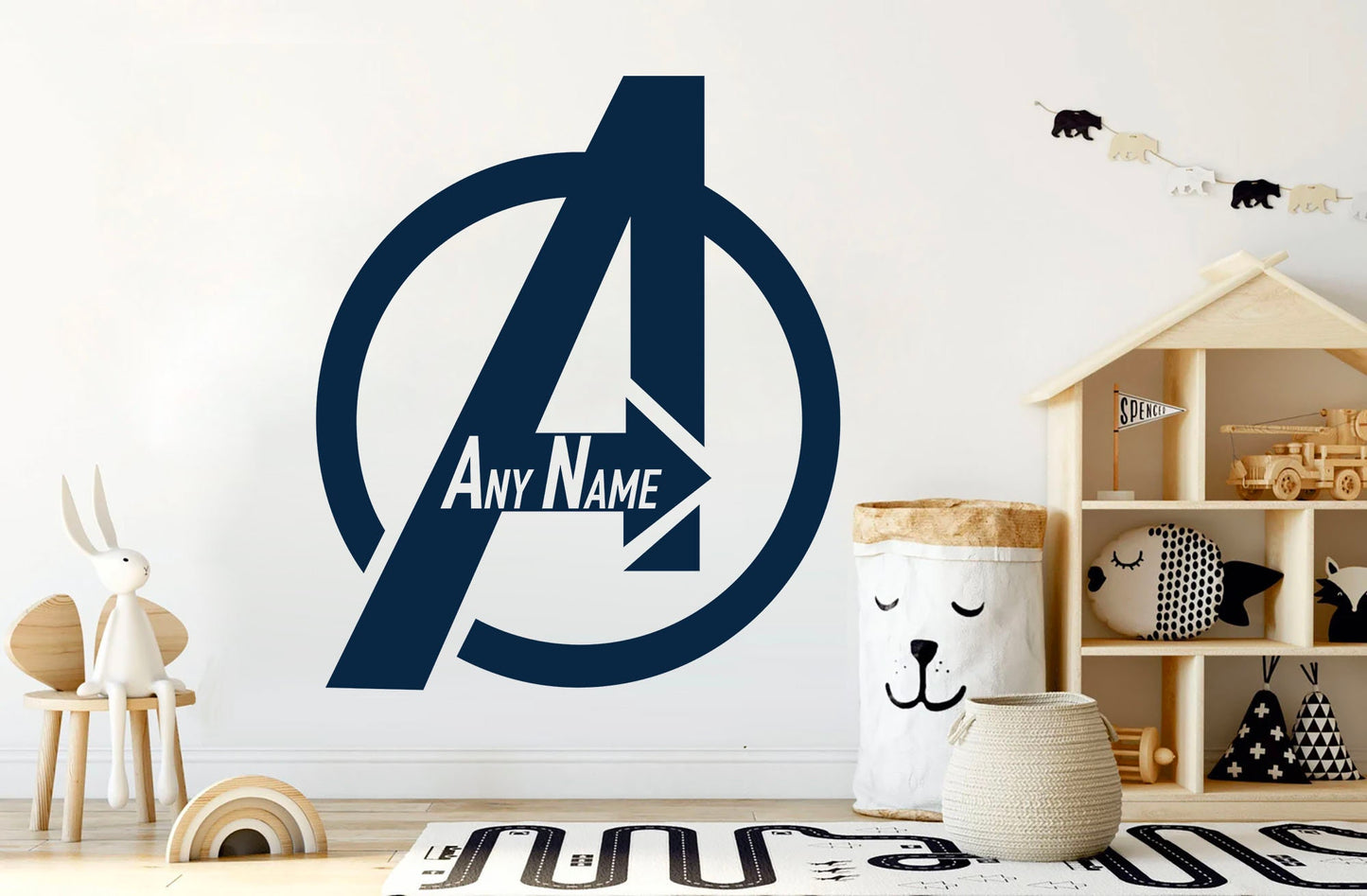 Personalised Name with Avengers LOGO Custom Edition Wall Decal - Boys Room Decoration - BR267