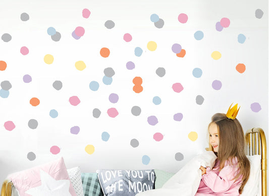 Vivid Pastel Polka Dots Scatter Removable Wall Decal - BR276