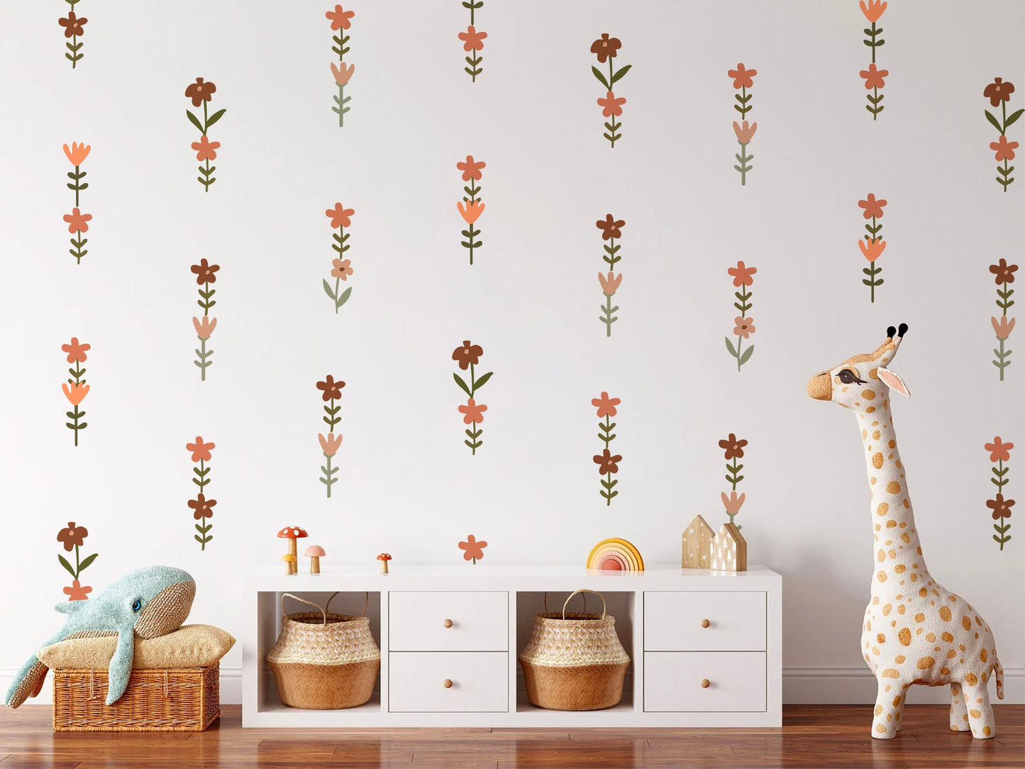 Boho Style Blooming Flowers Wall Decal Removable - BR282