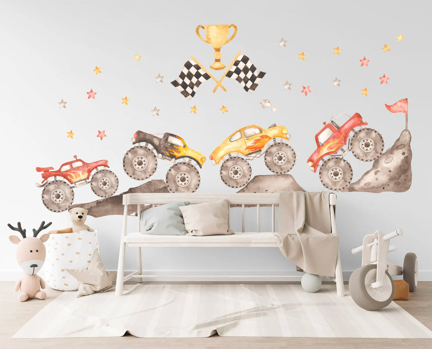 Off-Road Monster Truck Rally Wall Decal Removable Wall Decal - Boys Room Gift - BR296