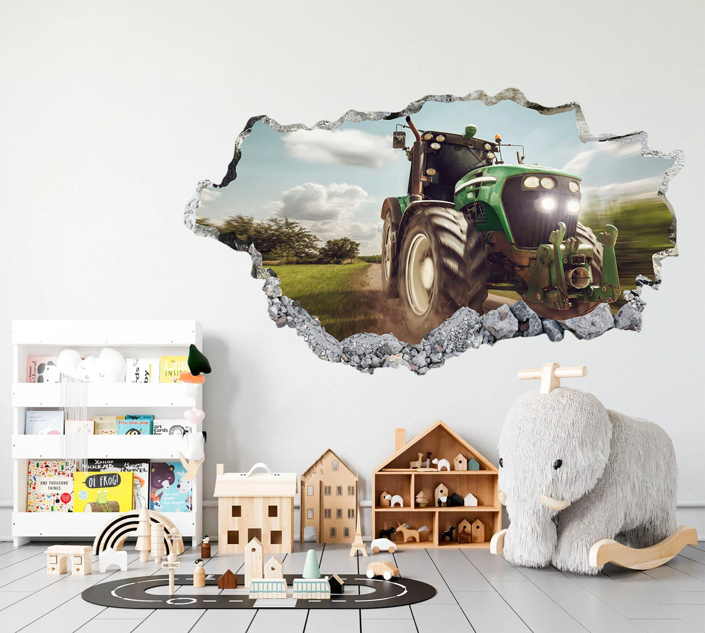 Rural Retreat Tractor on Farm behind a Broken Wall - Removable Peel and Stick - BR300