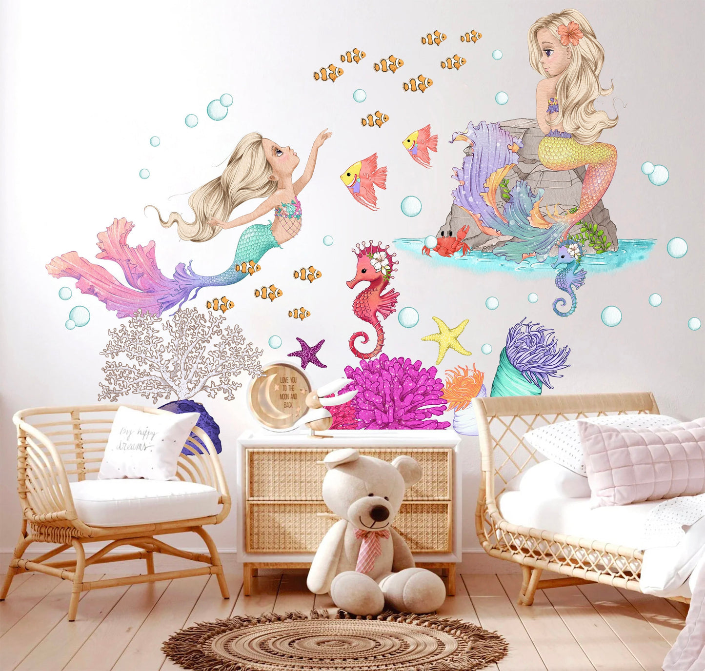 Enchanting Mermaid Underwater World Wall Decal - Girls' and Nursery Room Decor - BR317