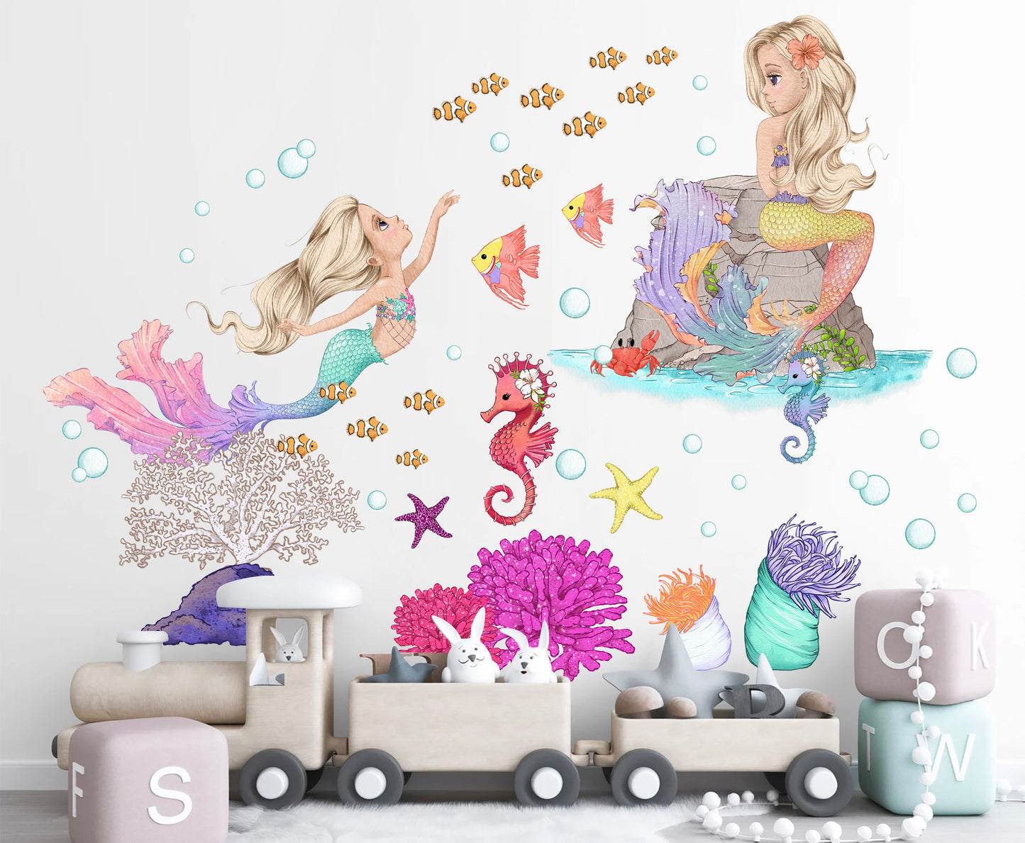 Enchanting Mermaid Underwater World Wall Decal - Girls' and Nursery Room Decor - BR317