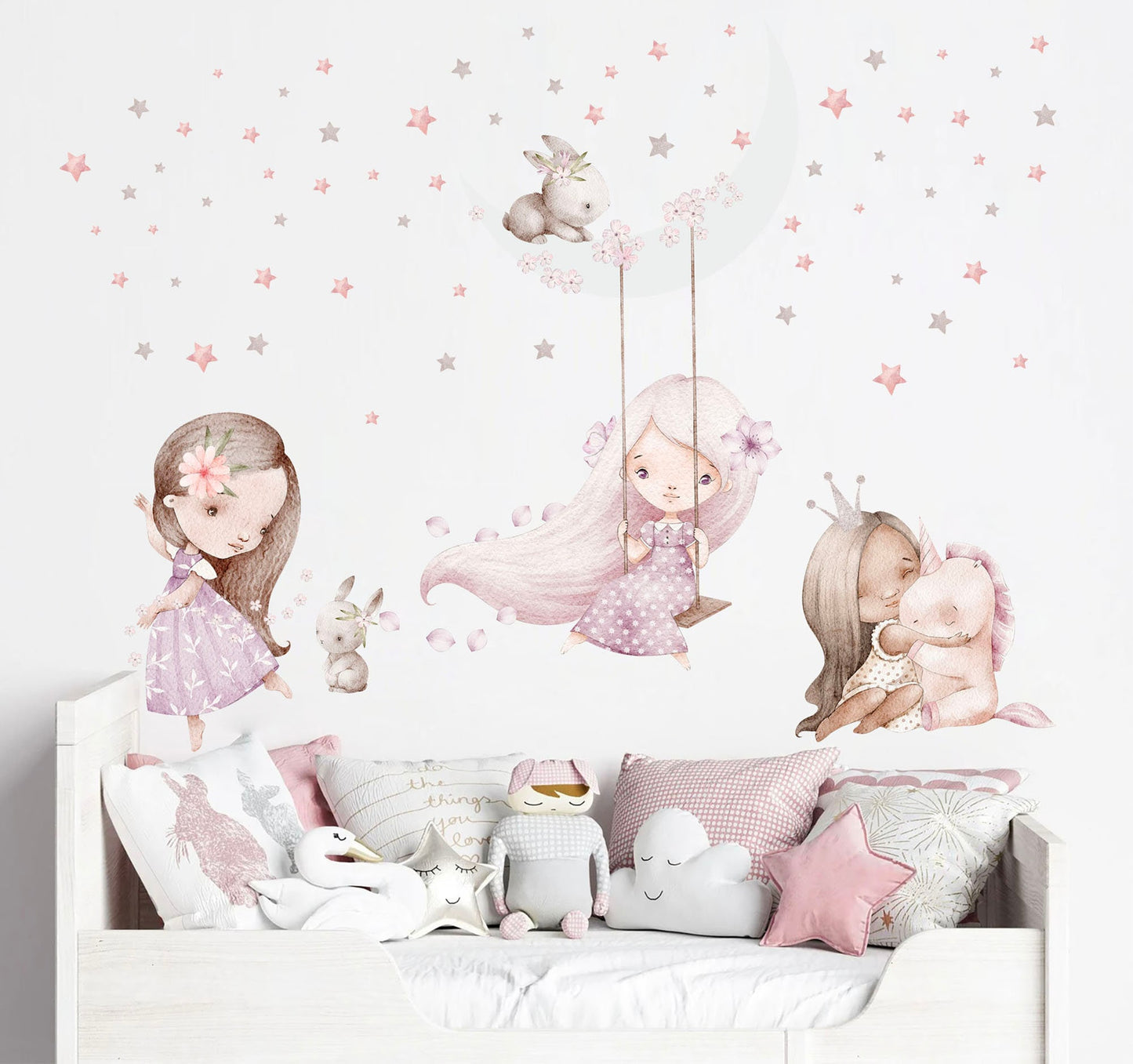 Enchanting Princess and Friends - Unicorn Starry Night - Wall Decal Set - BR373