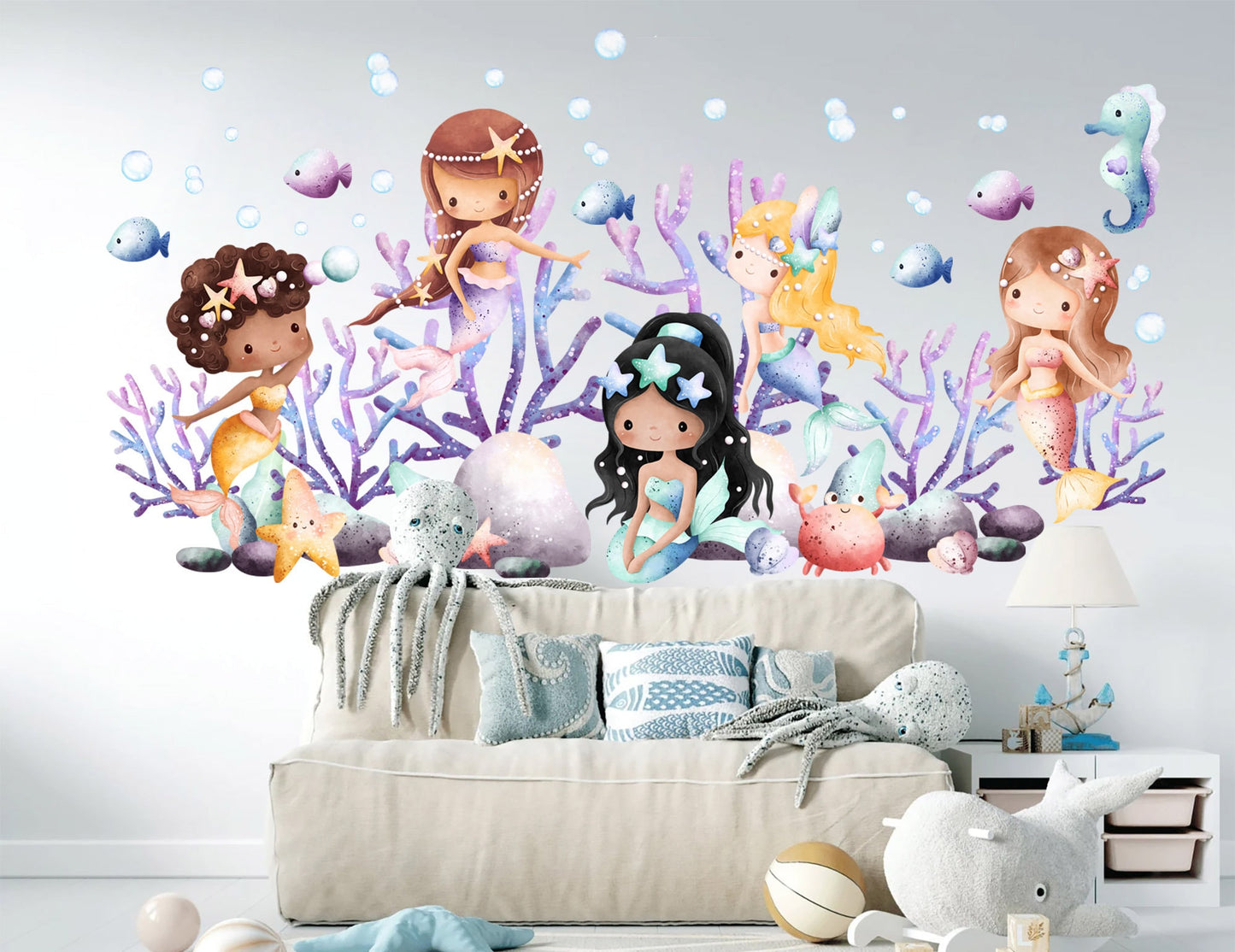 Enchanting Underwater Mermaid World Wall Decal for Girls' Room - BR384