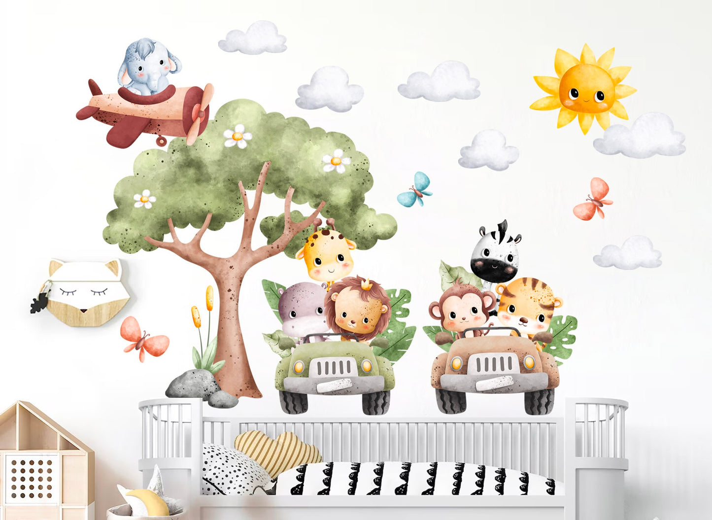 Safari Adventure Animals Wall Decal - Lion Tiger Zebra Giraffe Monkey - BR396