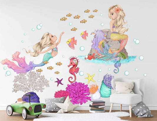 Enchanting Mermaid Underwater World Wall Decal - Girls' and Nursery Room Decor - BR317