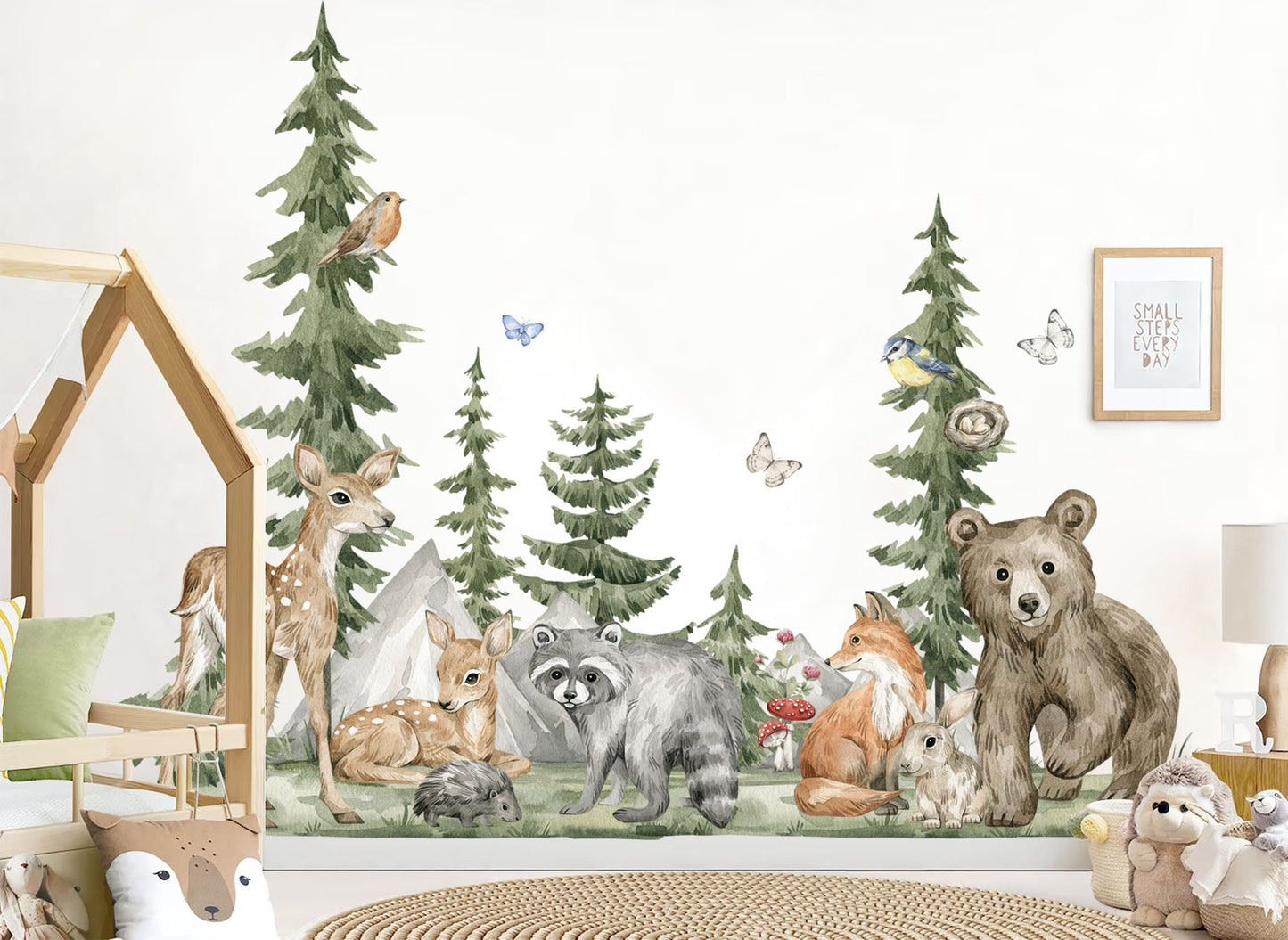 Woodland Forest Animals Fox Rabbit Bear Wall Decal - BR406