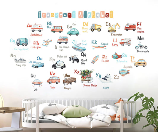 Transport Alphabet Learning ABC Wall Decals - Great gift for Kids Room - BR138