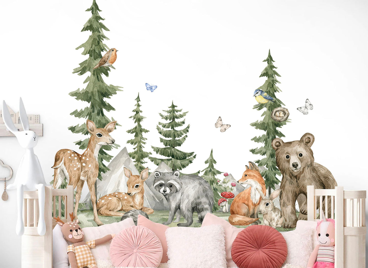 Woodland Forest Animals Fox Rabbit Bear Wall Decal - BR406