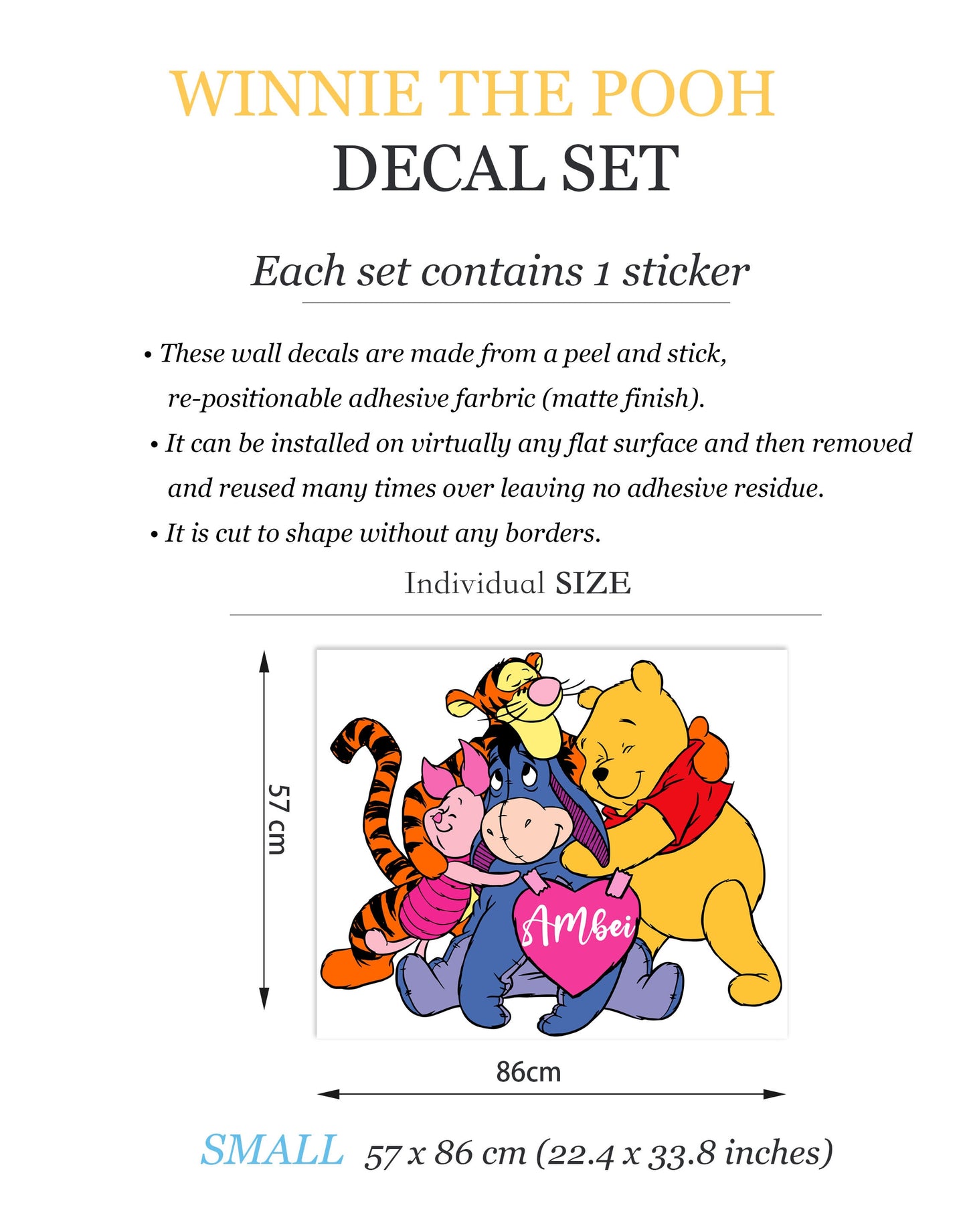 Winnie the Pooh Hugfest: Cartoon Wall Decal for Kids Room - BR422