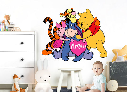 Winnie the Pooh Hugfest: Cartoon Wall Decal for Kids Room - BR422