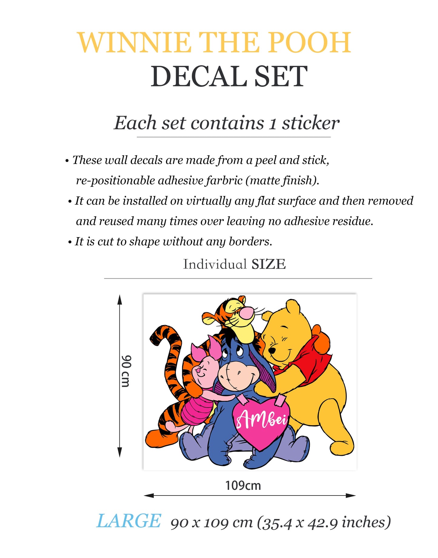 Winnie the Pooh Hugfest: Cartoon Wall Decal for Kids Room - BR422